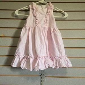 Laura Ashley Pink‎ Seersucker Dress Ruffle Trim Sleeveless Party Outfit 3T